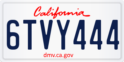 CA license plate 6TVY444