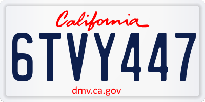 CA license plate 6TVY447