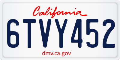 CA license plate 6TVY452