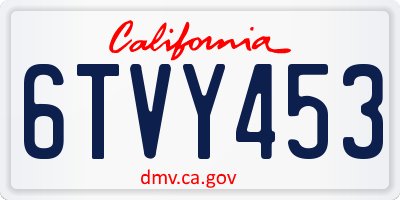 CA license plate 6TVY453