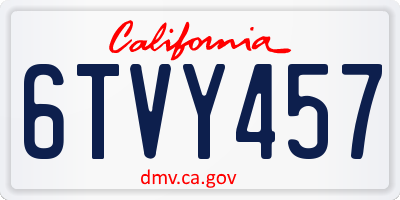 CA license plate 6TVY457