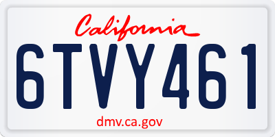 CA license plate 6TVY461
