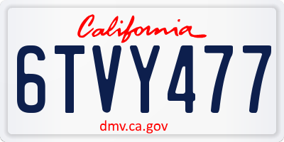 CA license plate 6TVY477