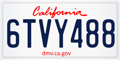 CA license plate 6TVY488