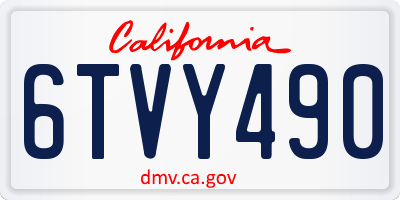 CA license plate 6TVY490