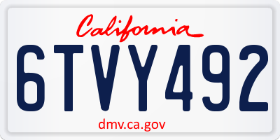 CA license plate 6TVY492