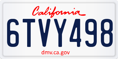 CA license plate 6TVY498