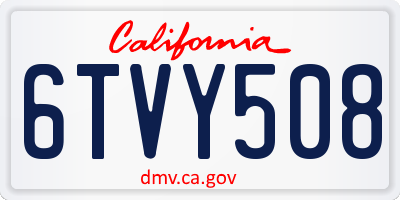 CA license plate 6TVY508