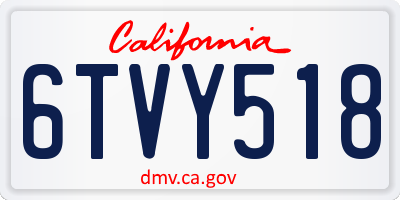 CA license plate 6TVY518