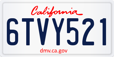 CA license plate 6TVY521