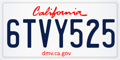 CA license plate 6TVY525