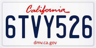 CA license plate 6TVY526