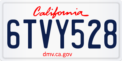 CA license plate 6TVY528