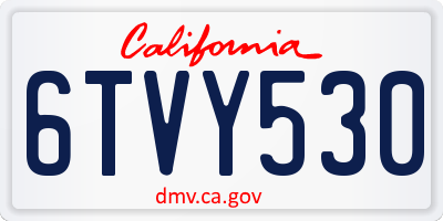 CA license plate 6TVY530