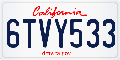 CA license plate 6TVY533