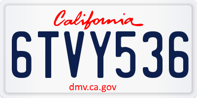 CA license plate 6TVY536