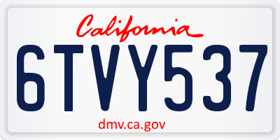 CA license plate 6TVY537