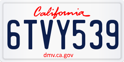 CA license plate 6TVY539