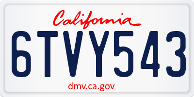 CA license plate 6TVY543