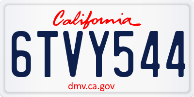 CA license plate 6TVY544