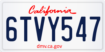 CA license plate 6TVY547