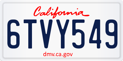 CA license plate 6TVY549