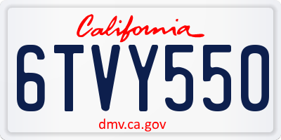 CA license plate 6TVY550