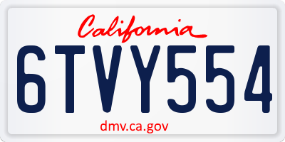 CA license plate 6TVY554