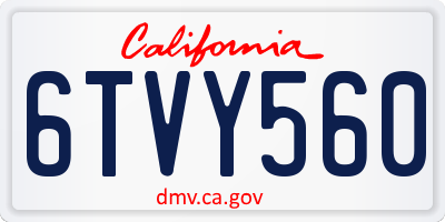 CA license plate 6TVY560
