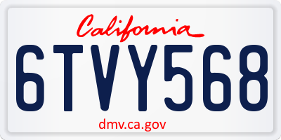 CA license plate 6TVY568
