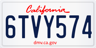 CA license plate 6TVY574