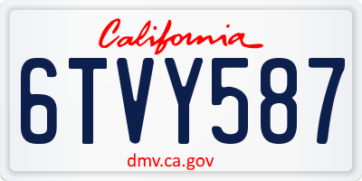 CA license plate 6TVY587