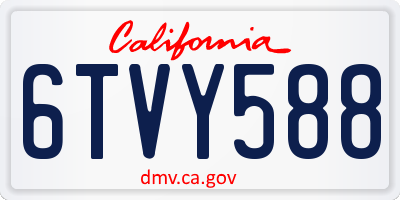 CA license plate 6TVY588
