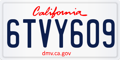 CA license plate 6TVY609