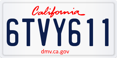 CA license plate 6TVY611