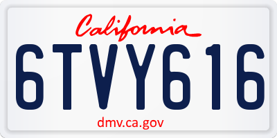 CA license plate 6TVY616