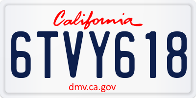 CA license plate 6TVY618