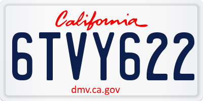 CA license plate 6TVY622