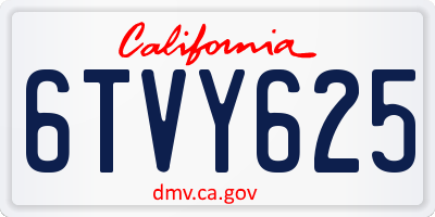 CA license plate 6TVY625