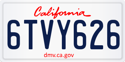 CA license plate 6TVY626