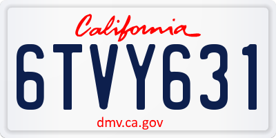 CA license plate 6TVY631