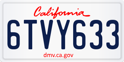 CA license plate 6TVY633