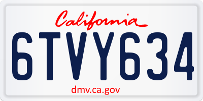 CA license plate 6TVY634