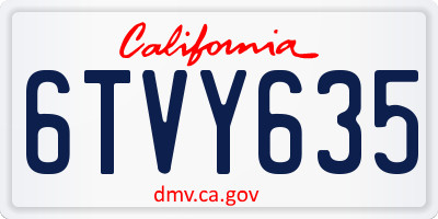 CA license plate 6TVY635