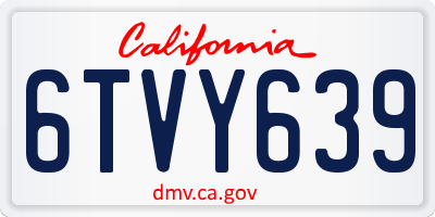 CA license plate 6TVY639