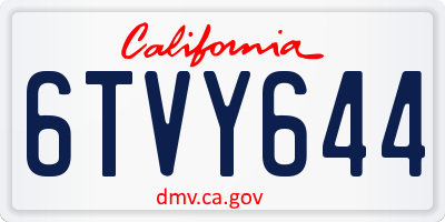 CA license plate 6TVY644