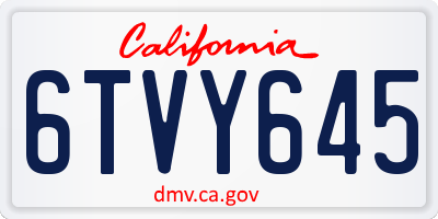 CA license plate 6TVY645