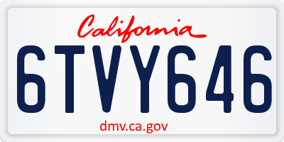 CA license plate 6TVY646