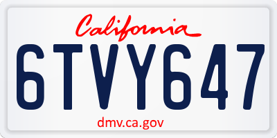 CA license plate 6TVY647