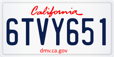 CA license plate 6TVY651